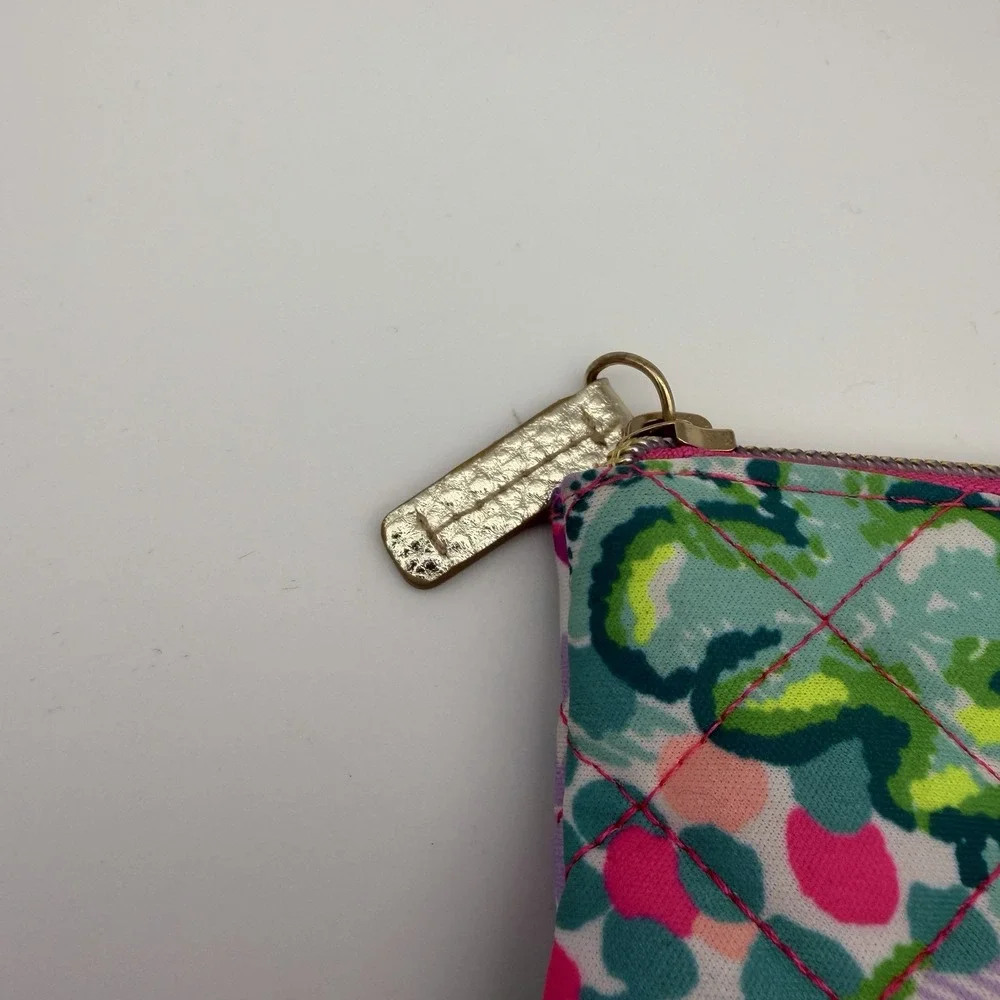 Lilly Pulitzer Quilted Pouch Banana Split Print‎ Bag Makeup Cosmetics Zip Top